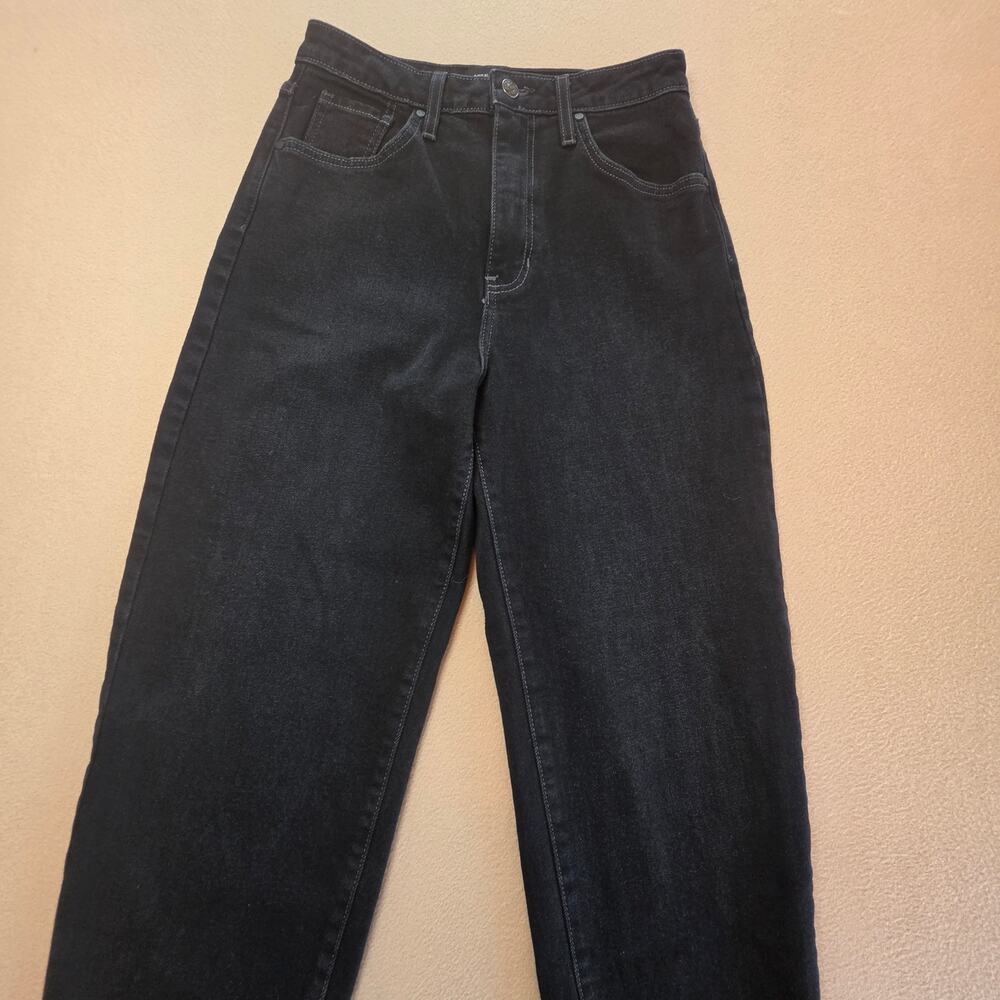Just Black Denim High-Rise Tapered Barrel Jeans Black Sz 28 Made In USA